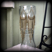 Load image into Gallery viewer, Chandelier earrings Goddess earrings Dangle earrings Artemis Goddess earrings Tunnel dangles Gauged earrings Plug earrings Pierced ears 2g