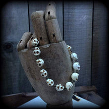 Load image into Gallery viewer, Skull bracelet Stone bracelet Voodoo bracelet Gothic bracelet Halloween bracelet Damballah bracelet Chain of Skulls bracelet Gifts for her