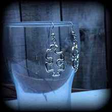 Load image into Gallery viewer, Jigsaw earrings Puzzle piece earrings Autism earrings Autism jewelry Kitsch earrings Gamer earrings Nerd earrings 8g 6g 4g Tunnel earrings