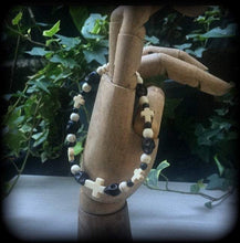 Load image into Gallery viewer, Skull bracelet Voodoo bracelet Inverted Cross bracelet Baron Samedi bracelet Skull jewelry Halloween Los Muertos Day of the Dead Santeria