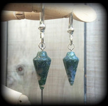 Load image into Gallery viewer, Moss Jasper Ear hangers Jasper wieghts Stone Tunnel dangles Tunnel earrings Hanging gauges Plug earrings Plug dangles 00g 0g 2g 4g 6g 8g 10g