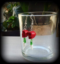 Load image into Gallery viewer, Skull earrings Chilli earrings Day of the Dead earrings Cinco de Mayo earrings Stone earrings Glass earrings Pierced ears Stretched ears