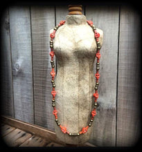 Load image into Gallery viewer, Voodoo necklace Papa Legba necklace Halloween necklace Skull necklace Stone Skull choker Industrial necklace Gothic choker Skull jewelry