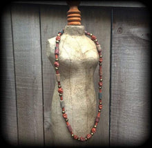 Load image into Gallery viewer, Voodoo necklace Skull necklace Loa necklace Gothic necklace Santeria necklace Halloween necklace Picture Jasper choker Papa Legba necklace