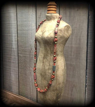 Load image into Gallery viewer, Voodoo necklace Skull necklace Loa necklace Gothic necklace Santeria necklace Halloween necklace Picture Jasper choker Papa Legba necklace