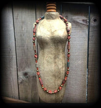 Load image into Gallery viewer, Voodoo necklace Skull necklace Loa necklace Gothic necklace Santeria necklace Halloween necklace Picture Jasper choker Papa Legba necklace