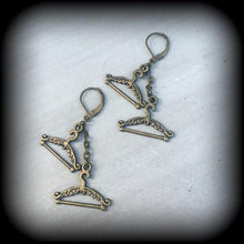 Load image into Gallery viewer, Coat Hanger earrings Cute earrings Kitsch earrings Retro earrings Kawaii earrings Boho earrings Hipster earrings Pierced ears Gauges 2g 4g