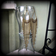Load image into Gallery viewer, Chandelier earrings Goddess earrings Dangle earrings Artemis Goddess earrings Tunnel dangles Gauged earrings Plug earrings Pierced ears 2g