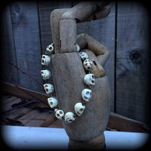Load image into Gallery viewer, Skull bracelet Stone bracelet Voodoo bracelet Gothic bracelet Halloween bracelet Damballah bracelet Chain of Skulls bracelet Gifts for her