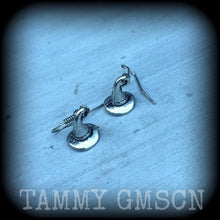 Load image into Gallery viewer, Witches earrings Witches hat earrings Halloween earrings Wizard earrings Occult earrings Evil earrings Samhain earrings Pug dangles Gauges