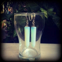 Load image into Gallery viewer, 8 gauge, 6 gauge, 4 gauge, 2 gauge ear weights, Opalite ear hangers, Gemstone weights, Hanging gauges, Earrings for gauged ears, Tunnels 0g