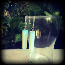 Load image into Gallery viewer, 8 gauge, 6 gauge, 4 gauge, 2 gauge ear weights, Opalite ear hangers, Gemstone weights, Hanging gauges, Earrings for gauged ears, Tunnels 0g