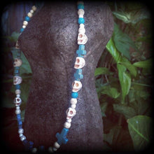 Load image into Gallery viewer, Halloween necklace Skull necklace Los Muertos necklace Day of the Dead jewelry Frost Bite Halloween jewelry Voodoo Inverted Cross necklace