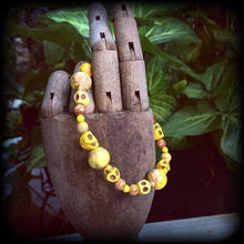 Load image into Gallery viewer, Halloween skull bracelet Los Muertos bracelet Day of the Dead bracelet Voodoo bracelet Santeria Skull bracelet Rigor Mortis Jasper bracelet