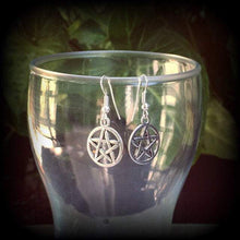 Load image into Gallery viewer, Pentagram earrings Witchy earrings Boho Wicca Witchy Pentacle Tunnel earrings Evil Plug earrings Ear hangers Gauged earrings 0g 00g 2g 4g 6g