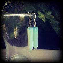 Load image into Gallery viewer, 8 gauge, 6 gauge, 4 gauge, 2 gauge ear weights, Opalite ear hangers, Gemstone weights, Hanging gauges, Earrings for gauged ears, Tunnels 0g