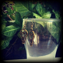 Load image into Gallery viewer, Light bulb earrings Electricity earrings Light globe Edison earrings Nerd earrings Science earrings 3mm Tunnel dangles 8mm Plug earrings 0g