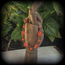 Load image into Gallery viewer, Papa Legba jewelry Skull bracelet Industrial bracelet Gothic bracelet Voodoo bracelet Santeria bracelet Stone bracelet Halloween bracelet