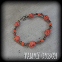 Load image into Gallery viewer, Papa Legba jewelry Skull bracelet Industrial bracelet Gothic bracelet Voodoo bracelet Santeria bracelet Stone bracelet Halloween bracelet