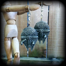 Load image into Gallery viewer, Star Wars ear weights 2 gauge ear hangers 6mm Tunnel dangles 8mm Plug dangles 0 gauge gauged earrings Hanging gauges 12mm 00g 0g 2g 4g 6g 8g