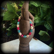 Load image into Gallery viewer, Sugar Skull bracelet Skull bracelet Day of the Dead bracelet Los Muertos bracelet Candy bracelet Halloween bracelet Los Muertos jewelry
