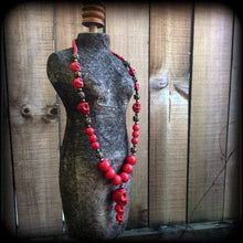 Load image into Gallery viewer, Kali Maa necklace, Skull necklace, Stone necklace, Gothic necklace, Kali jewelry, String of skulls, Skulls of Death, Voodoo Santeria Hindu
