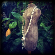 Load image into Gallery viewer, Damballah necklace Snake necklace Snake pendant 'Ascending Snake' Voodoo Loa Goddess White howlite stone skull and antique silver necklace
