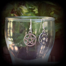 Load image into Gallery viewer, Pentagram earrings Witchy earrings Boho Wicca Witchy Pentacle Tunnel earrings Evil Plug earrings Ear hangers Gauged earrings 0g 00g 2g 4g 6g