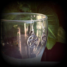 Load image into Gallery viewer, Pentagram earrings Witchy earrings Boho Wicca Witchy Pentacle Tunnel earrings Evil Plug earrings Ear hangers Gauged earrings 0g 00g 2g 4g 6g