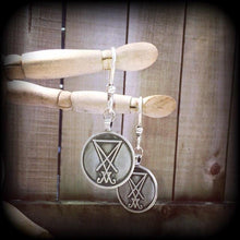 Load image into Gallery viewer, 2 gauge ear weights Sigil Ear weights 0 gauge 00 gauge ear hangers Sigil of Lucifer Tunnel dangles Plug dangles Gauged earrings 0g 2g 4g 6g