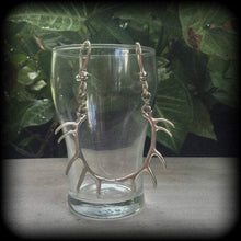 Load image into Gallery viewer, 2 gauge 0 gauge Antler ear weights 6mm ear hangers Plug dangles Tunnel dangles Hanging gauges Gauged earrings for stretched lobes 0g 00g 8g