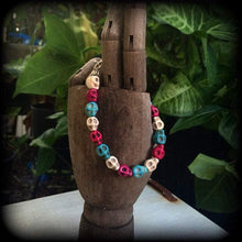 Load image into Gallery viewer, Sugar Skull bracelet Skull bracelet Day of the Dead bracelet Los Muertos bracelet Candy bracelet Halloween bracelet Los Muertos jewelry