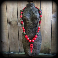 Load image into Gallery viewer, Kali Maa necklace, Skull necklace, Stone necklace, Gothic necklace, Kali jewelry, String of skulls, Skulls of Death, Voodoo Santeria Hindu