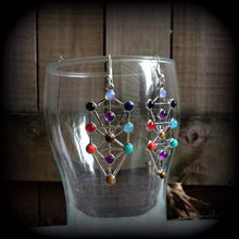 Load image into Gallery viewer, Esoteric earrings Tree of Life earrings Kaballah Gemstone earrings Quaballah earrings Witchy earrings Occult earrings Rosicrucian  0g 2g