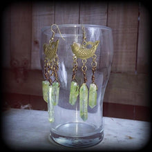 Load image into Gallery viewer, Druzy earrings Dagon Fish Steampunk Mediterranean Medieval Evil eye earrings Pierced ears Tunnel dangles Lovecraft Gauged earrings 0g 2g 4g