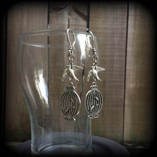 Load image into Gallery viewer, Bird cage earrings, Dove earrings, Blue Bird earrings, Boho earrings, Gifts for her, Sailor Jerry earrings, Animal jewelry, Bird jewelry