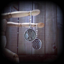 Load image into Gallery viewer, 2 gauge ear weights Sigil Ear weights 0 gauge 00 gauge ear hangers Sigil of Lucifer Tunnel dangles Plug dangles Gauged earrings 0g 2g 4g 6g