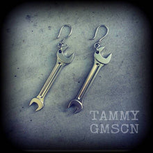 Load image into Gallery viewer, Ear weights, 3mm, 4mm, 5mm, Ear hangers, Tools, Tom boy gifts, Spanner, Wrench, Tool box, Tunnel dangles, Hanging gauges, 2 gauge, 0 gauge