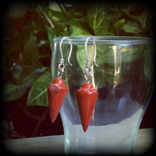 Load image into Gallery viewer, 8 gauge Jasper ear hangers 3mm Gemstone ear weights 6 gauge Tunnel dangles Gauged earrings Plug dangles 0 gauge Hanging gauges Stone weights