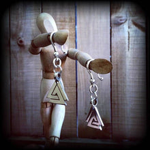 Load image into Gallery viewer, 6mm tunnel dangles, Norse ear weights, Valknut ear hangers, Norse jewelry, Tunnel dangles, Earrings for stretched ears, Plug dangles, Gauges