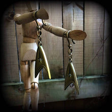 Load image into Gallery viewer, 2 gauge ear weights Bronze tunnel dangles Star Trek ear hangers Tunnel earrings Hanging gauges Plug dangles Earrings for stretched lobes