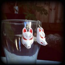 Load image into Gallery viewer, Fox earrings Kitsune earrings Kawaii Japanese Inari Fox earrings Kitsch Japanese Tunnel earrings Oni Plug earrings Pokemon earrings Gauges