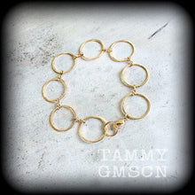 Load image into Gallery viewer, Geometric bracelet Circle Bracelet Sacred Geometry Bracelet Rose Gold Tone Circle Geometric loop bracelet Hoop Bracelet Chain link bracelet