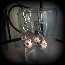 Load image into Gallery viewer, Teapot earring Coffee pot earrings Tunnel dangles Alice in Wonderland Devonshire Tea Ear hangers Kitsch Plugs Tunnel earrings Plug dangles