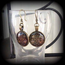 Load image into Gallery viewer, Occult Tunnel earrings Sigil of Astaroth Ear hangers Sigil Tunnel dangles CoS Gauged earrings Plug earrings Plug dangles Hanging gauges 0g