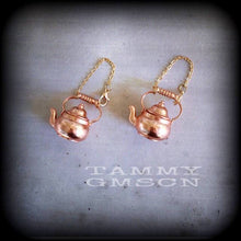 Load image into Gallery viewer, 8 gauge ear weights 6 gauge ear hangers 4mm Tunnel dangles Coffee pot Plug dangles 3mm Tunnel earrings 0 guage Plug earrings Stretched ears