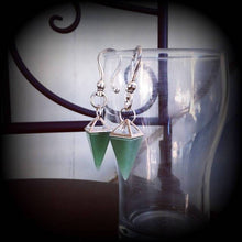 Load image into Gallery viewer, 6mm weights 2 gauge ear hangers Gemstone 8mm ear weights Aventurine 3mm tunnel dangles Plugs Gauged earrings Hanging gauges 4mm plug dangles