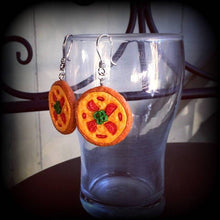 Load image into Gallery viewer, Pizza earrings Junk food earrings Food jewelry 3mm tunnel dangles 8 gauge plug earrings 6 gauge ear hangers 4 gauge ear weights 8mm 0 gauge