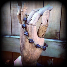 Load image into Gallery viewer, Skull bracelet Ogoun bracelet Gothic bracelet Voodoo bracelet Day of the dead jewelry Black skull bracelet Santeria bracelet Loa bracelet