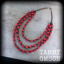 Load image into Gallery viewer, Kail Maa necklace, Skull Necklace, Kali jewelry, Hindu necklace, Ritual necklace, Goddess Kali, Red skull necklace, Layered skull necklace